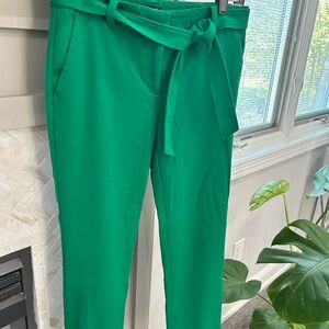 LOFT Vibrant Green Women's Trousers with Belt